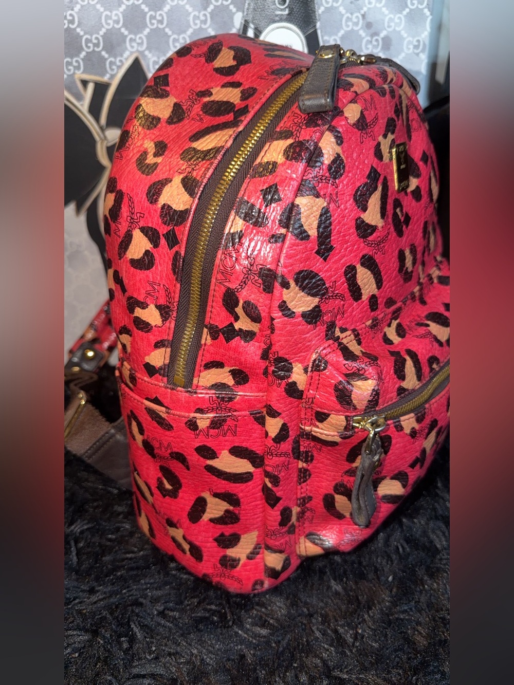 MCM Leopard Print Leather Mini Backpack - Picture 6 of 13